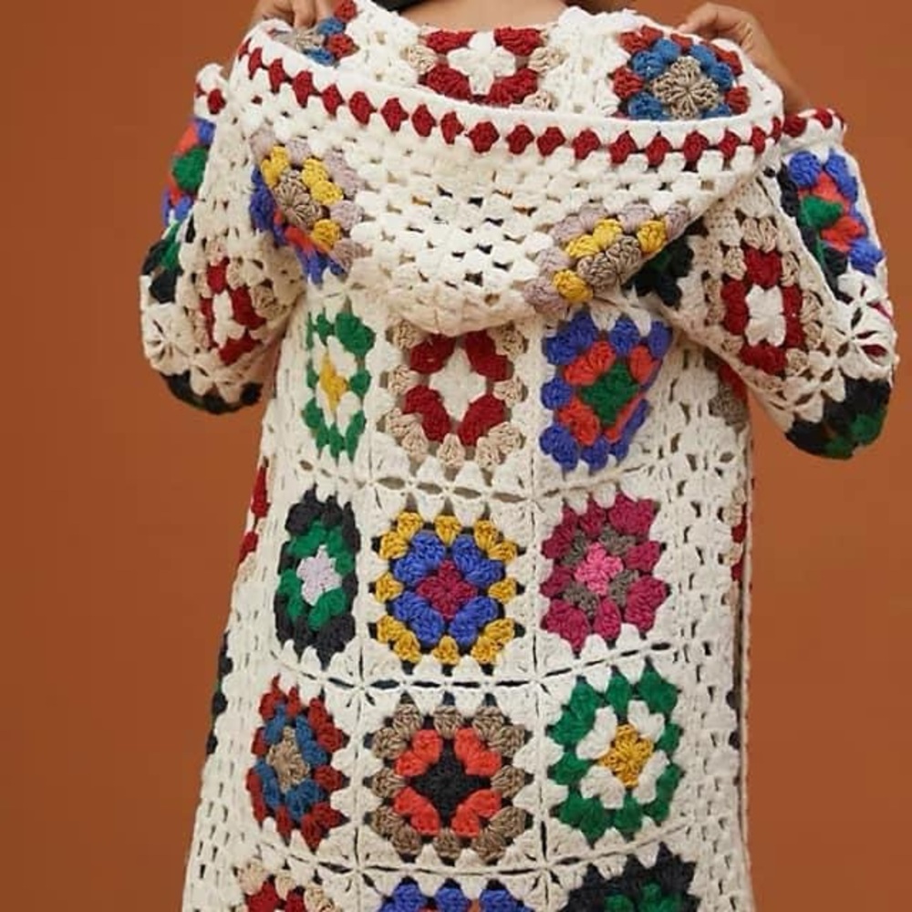 Anthropologie Crochet Granny Square Cardigan - Picture 5 of 6